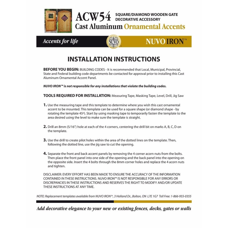 Nuvo Iron Insert GATE SQ/DMND BLK 15X15 ACW54