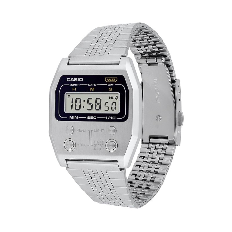 Casio A1100D-1D Digital Silver Strap Unisex Adult Watch, Gray Dial,