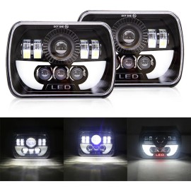 Par Faro Led Cuadrado 5x7 Hi/lo Haz Drl Nissan Jeep Cherokee