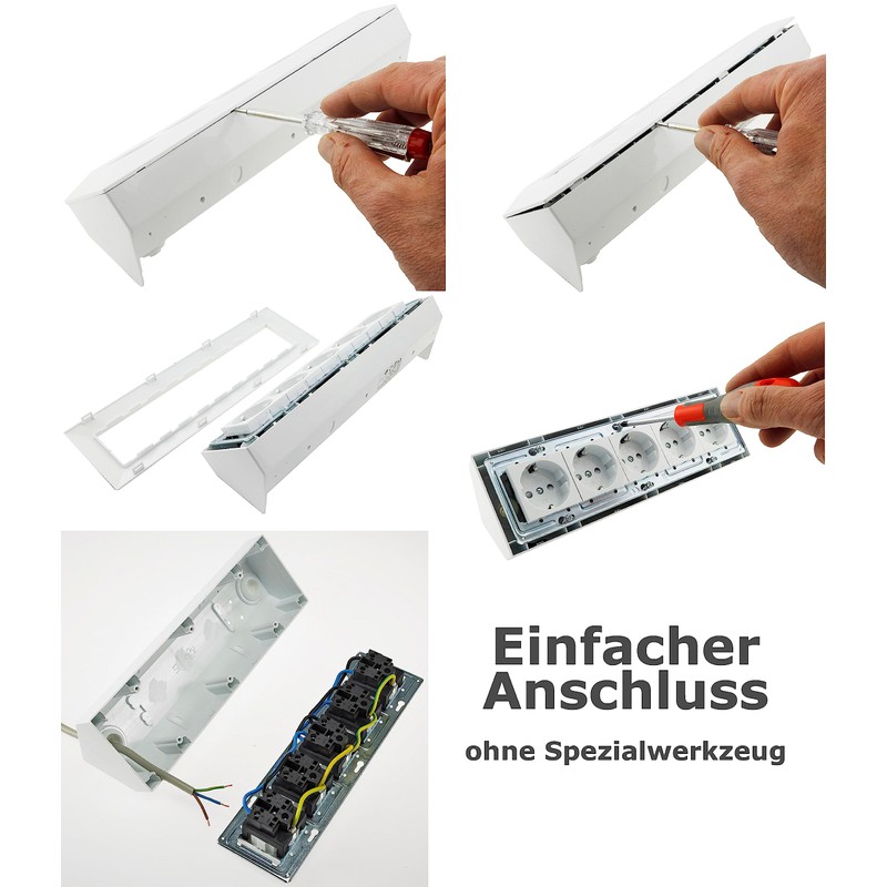 ChiliTec Socket Block 2-Way Multiple Socket with Hinged Lid USB-A