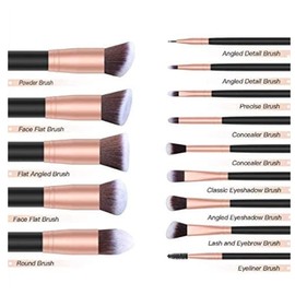 EFGTEK 14 Pcs Conical Makeup Brushes Set With Case Bag,Professional Synthetic Makeup Brush Set Kit for Cosmetics Foundation Blending Blush Eyeliner Concealer Face Powder Blush