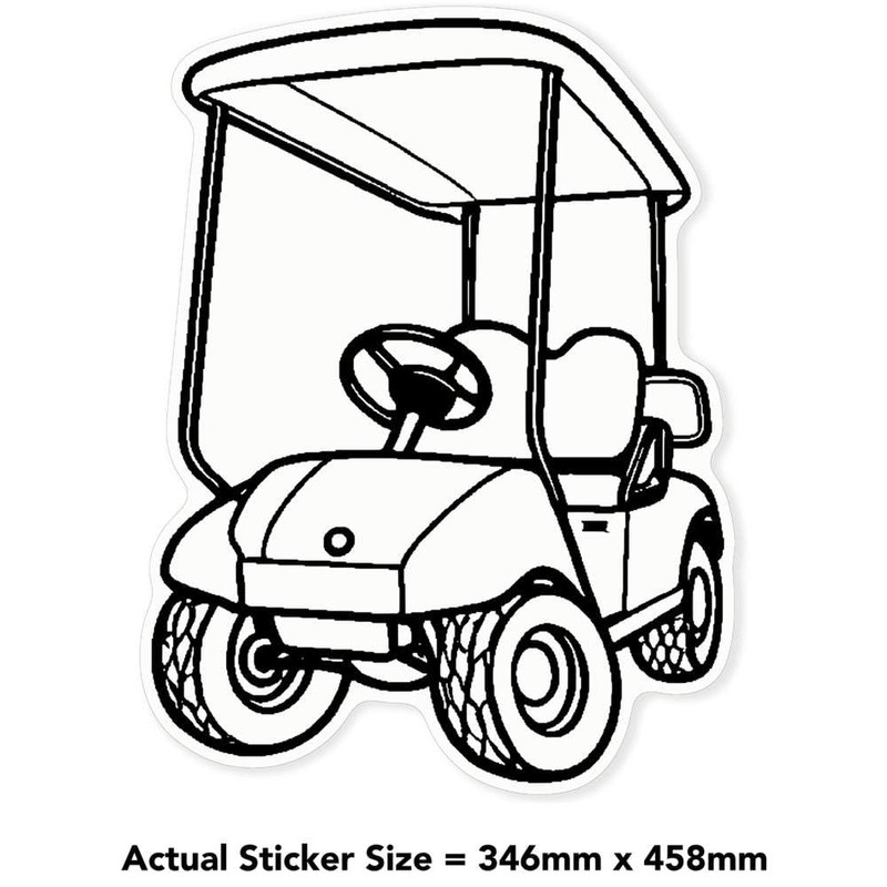 Extra Large 460mm 'Golf Cart' Permanent Sticker Decal for Cars/Windows/Bins/Walls