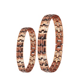 Magnetic Therapy Arthritis Copper Jewelry Set for Men, 3500 Gauss Magnetic Therapy Effectively Relieves Arthritis and Wrist Pain and Combines Fashion and Health (Bracelet and Anklet) (A)