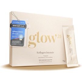 Glow25® Collagen Intensive [30 Sticks] - with Tripeptides, Vitamin C, Zinc and Biotin - Premium Collagen Hydrolysate - Peptides Type 1 and 3 - Good Solubility