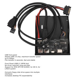 USB3.2 Gen1 Floppy Drive Panel, 3.5 Inch Front Panel USB C Hub with 2 USB3.0, USB C, HD Audio, SD/TF Reader, 19 Pin Front Panel Adapter for Win XP/7/8/10/11/2003, OS X, Linux