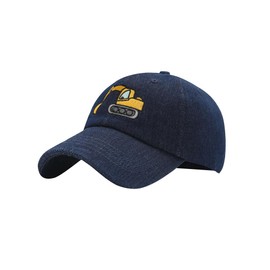 Excavator Toddler hat Kids Baseball Cap Washed Vintage for Boys Girls Age 2-8 Dark Denim