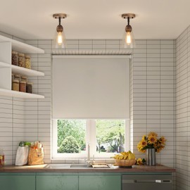 2 Pack Rustic Farmhouse Glass Flush Mount Ceiling Light Fixture Mini Clear Seeded Glass Shade and Oak Wood Semi Flush Mount Ceiling Light for Kitchen Hallway Entryway Sink Farmhouse