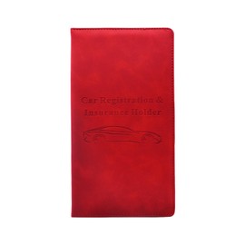 ZYHW Car Registration and Insurance Card Holder - Vehicle Glove Box Document Organizer - Premium PU Leather Wallet Case - Driver License - Red