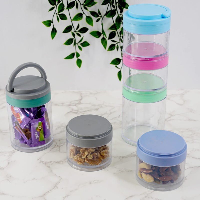 GEEZY Stackable Food Tower Container Kid Lunch Box 3 Pieces