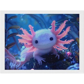PUAGEMTI Salamander Axolotls Diamond Painting Kit, 5D DIY Diamond Art with Round Diamonds for Home Wall Decor and Gifts 12x16 Inch