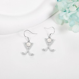 VENACOLY Golf Earrings 925 Sterling Silver Pearl Sports Earrings Golf Jewelry for Women
