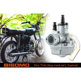 AMAL Racing Carburettor Diameter 19 mm Tuning Carburettor for Simson S51, S70, SR50, SR80, Float Does Not Need to Be Adjusted, with Product Booklet