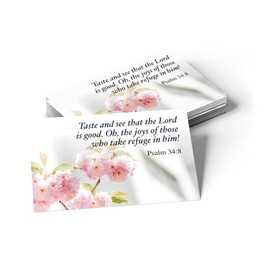 TREE OF LIFE REV. 22:14 Scripture Cards, Praise, Ps 34:8 - Pack of 25 Inspirational Christian Cards with Bible Verse for Devotional, Bible Study, Memorization & Greetings