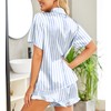 Hotouch Womens Satin Pajamas Short Sleeve Notch Collar Button Up