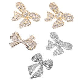 WOONEKY 5pcs Nail Art Stickers Rhinestones Bowknot Nail Studs Manicure Decorations for Women Crystals Sequins Nails Elegant and Fashionable Random Style