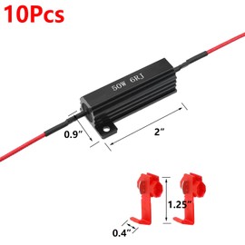 Antrader 10Pcs LED Load Resistors 50W 6 ohm for Fix LED Bulb Hyper Flash/Error Code, Turn Signal Fast Blinker,Black