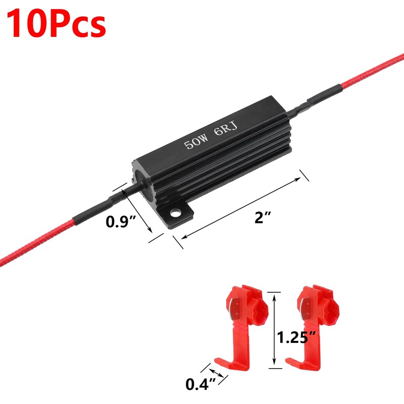 Antrader 10Pcs LED Load Resistors 50W 6 ohm for Fix