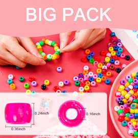 1000Pcs Yellow Pony Beads 6x9mm Bulk Acrylic Kandi Beads for Friendship Bracelets Jewelry Making Hair Braiding DIY Crafts