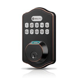 Solity Smart Digital Electronic Deadbolt Door Lock, Keyless Entry, Auto Lock, 50 Custom Codes & Fingerprints, Easy Installation, Keypad for Front & Back Door, AT10 (Oil Rubbed Bronze)