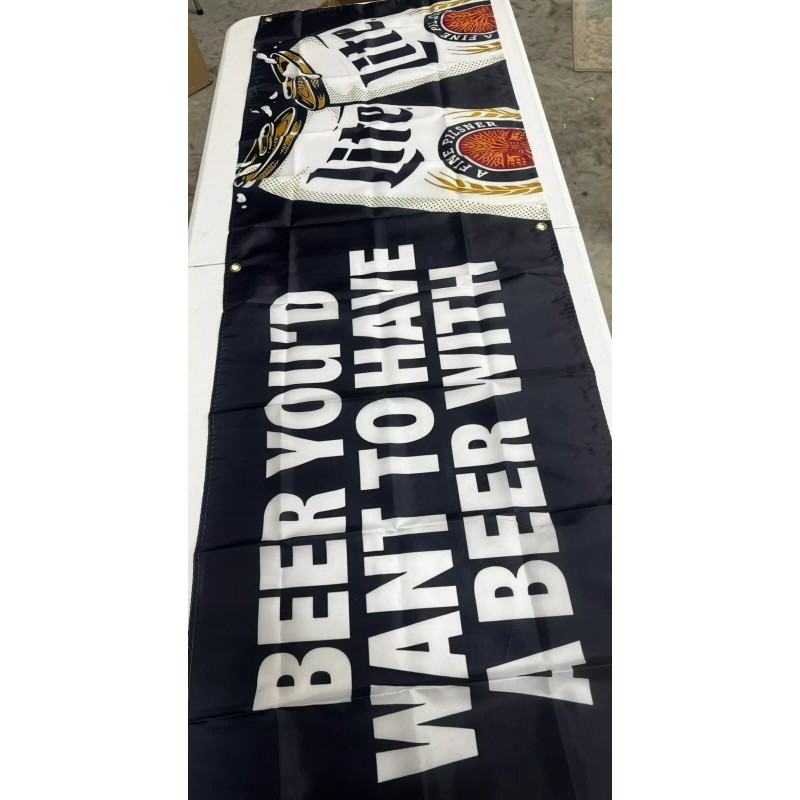 MILLER LITE Beer Flag It'S Miller Time 2X6ft Banner Man