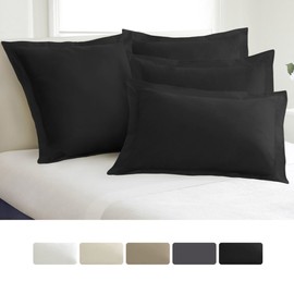 Today’s Home Pillow Shams Soft Microfiber Tailored Classic Styling, Standard, Black (2 Pack)