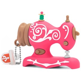 BORLTER CLAMP Cute USB Flash Drive 32GB Cartoon Sewing Machine Shaped Memory Stick Pendrive, Rose Red