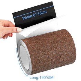Yorwe Anti Slip Tape, High Traction,Strong Grip Abrasive, Not Easy Leaving Adhesive Residue, Indoor & Outdoor (6" Width x 190" Long, Brown)