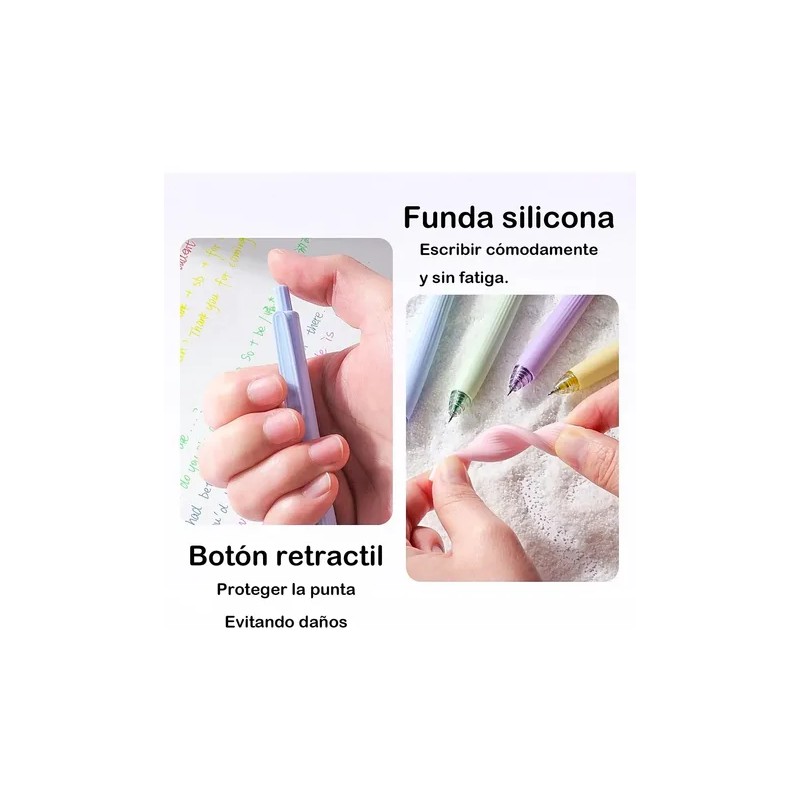 Set De Bolígrafo De Gel Tinta Multicolor Punta Fina 5pcs