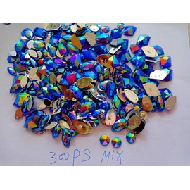 Zbroh 300pcs Mixed Shape Size deep Blue Crystal sew on Rhinestones Acryl Loose Beads Hand Sewing Strass