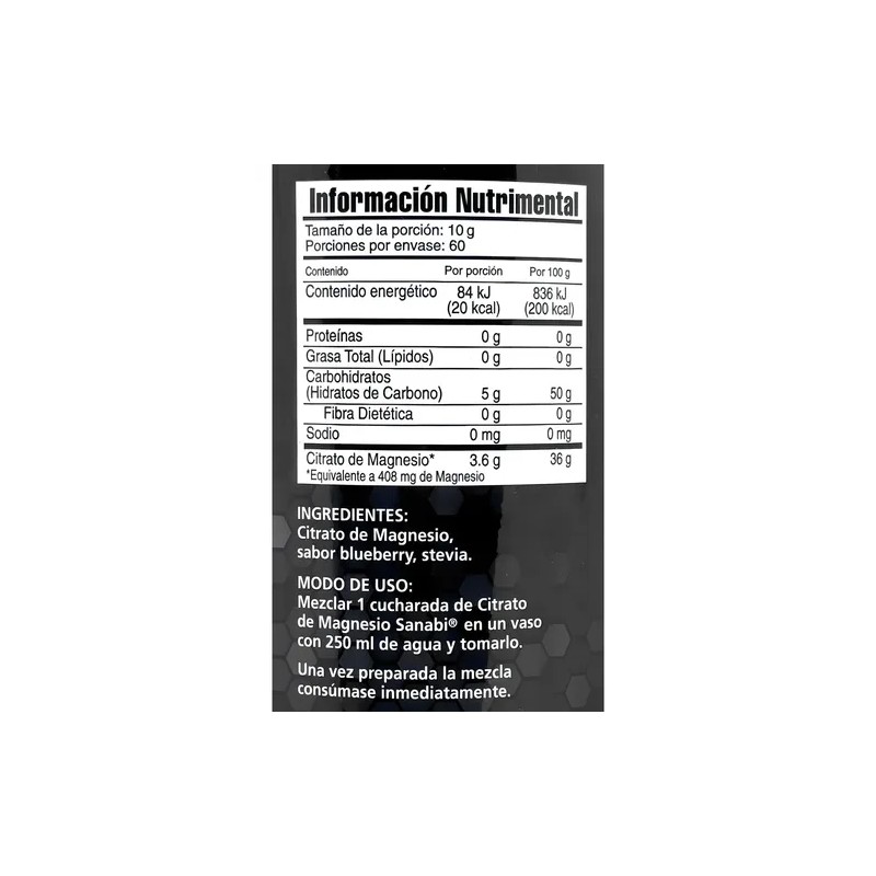 Citrato De Magnesio 600 G Blueberry Sanabi