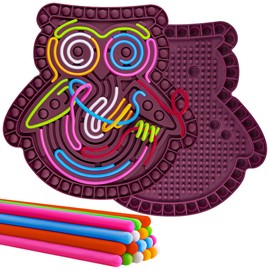 Sensory Activity Board Silicone Fidget Toys for Kids Owl Busy Board for Fine Motor Skill, Stress Relief, Anxiety ADHD, Autism, Kids 3+ Decompression Board with 18 Strings Red