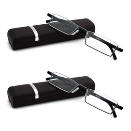 COVESATO 2 Pack Half Frame Reading Glasses for Men and Women Lightweight Computer Readers with Portable Case 2.50