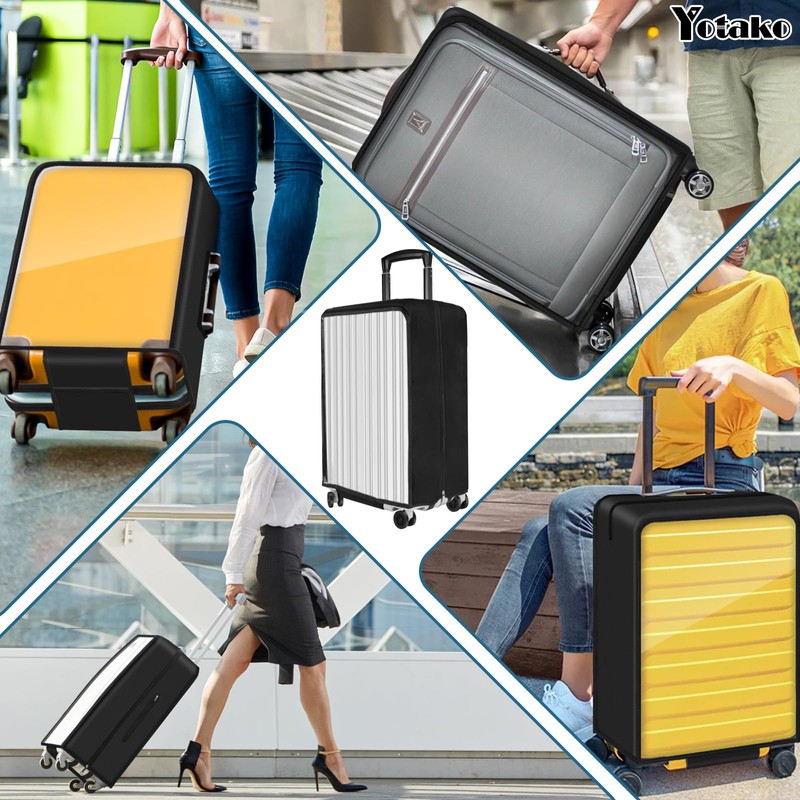 Yotako Upgraded Zippered Transparent PVC Suitcase Cover, No Disassembly Required