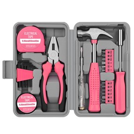 24pc Pink Tool Kit for Women – Small Tool Box with Tools Included, Mini Tool Kit Set with Hand Tools like Screwdriver Set & Hammer, Portable Toolbox for Home Use, Ideal for Ladies' Daily DIY & Repairs