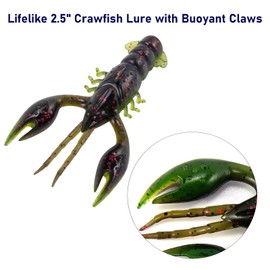 Dr.Fish 8 Pack Crawfish Soft Lure 2.5'' Plastic Soft Fishing Lures Bass Fishing Artificial Crayfish Baits Swimbait for Crappie Trout Walleye Perch Bluegill Panfish Watermelon