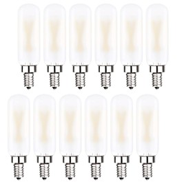Sunaiony Dimmable T6 LED Bulb 25W Candelabra 2W E12 Edison Light Bulbs Soft White 3000K, T25 Mini Tubular Frosted Glass LED Filament Chandelier Light Bulbs, 12 Pack