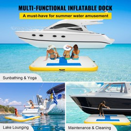 VEVOR Inflatable Floating Dock 6 x 5 ft, Inflatable Dock Platform 6 Inch Thick, Inflatable Swim Platform 3-5 People, Floating Dock with Electric Air Pump, Floating Platform for Pool Beach Ocean