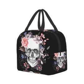Sugar Skull Lunch Bag Insulated Floral Skull Lunch Box Gift Women Men Cooler Teto Bags for Work Office