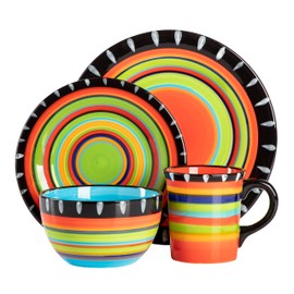 Gibson Elite Feliz Mesa 16-Piece Hand Painted Dinnerware Set, Service for 4 (16pc)
