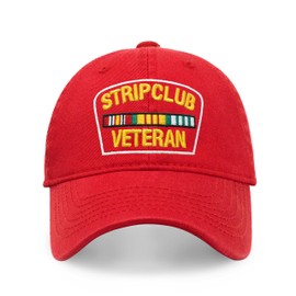 Strip Club Veteran Dad hat Pre Curved Visor Cotton Ball Cap Baseball Cap PC101 (Red_)