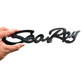 1Pc New Sea Ray Searay Script Emblem 3D Badge Letters Boat Logo Self-Adhesive Sticker Genuine Size Nameplate (Glossy Black)