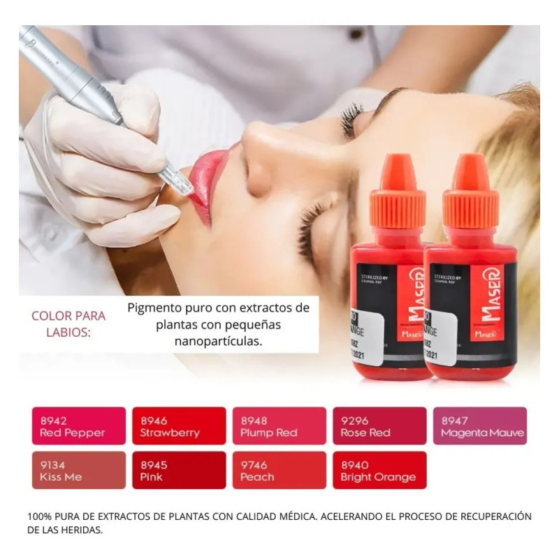 Pigmento Para Micropigmentación Maser 10ml Cejas Labios Ojos Color Durazno