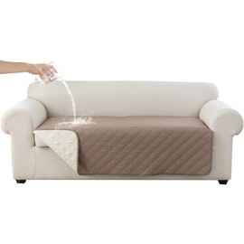 Genina Waterproof Couch Cover, Washable Anti-Slip 67 inch Sofa Covers with 3 Cushions, Sectional Couch Covers for Pets Friendly, Sofa Slipcovers for Dogs Cats, (67inch/Taupe)