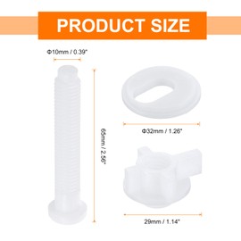 sourcing map 6Pcs Toilet Seat Hinges Screw, White Universal Plastic Toilet Seat Hinge Bolt Screw with Nuts and Washers for Fixing The Top Toilet Seat