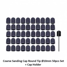 Ruck Coarse Sanding Cap Round Tip Ø10mm 50pcs Set Cap Holder Handle Manicure