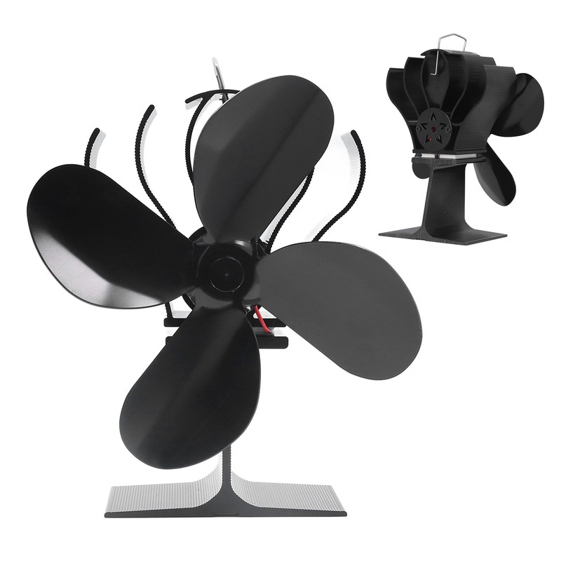 4 Blade Fireplace Fan Aluminium Alloy Heat Powered High Temperature