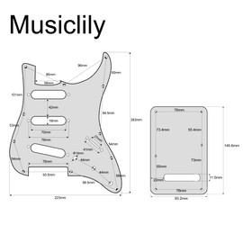 Musiclily SSS 11 Holes Strat Electric Guitar Pickguard and BackPlate Set for Fender US/Mexico Made Standard Stratocaster Modern Style Guitar Parts,1Ply Cream
