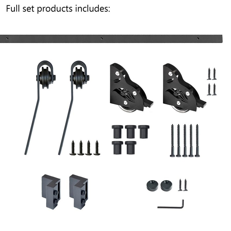 DIYHD 6.6FT Home Office Sliding Library Ladder Hardware,Rustic Black Rolling