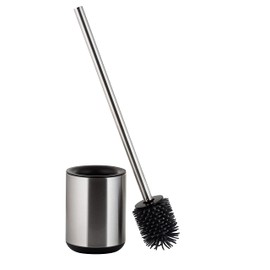 Bath Bliss Toilet Brush and Holder | Bathroom Cleaning | Durable Brush Head | Fingerprint Proof | Open Holder | Long Handled | Sliver | Stainless Steel