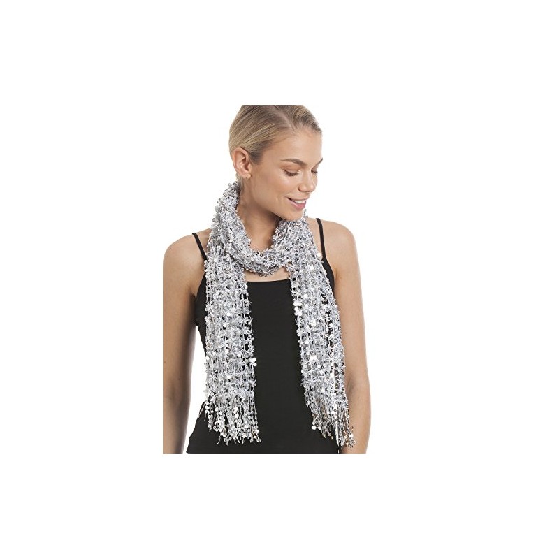 Central Chic Women's Stunning Sequin Evening Scarf - In Silver